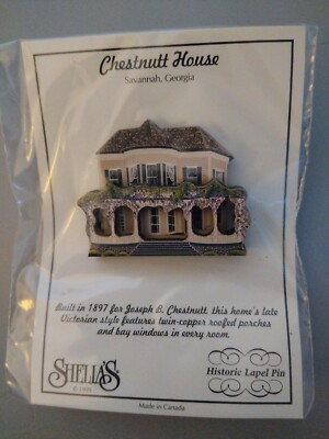 CHESTNUTT HOUSE SAVANNAH GEORGIA Shelia's House Lapel Pin Original Backing 
