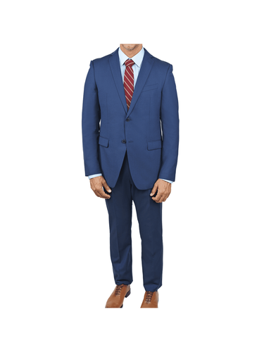 Pre-owned John Varvatos Mens Slim Fit Solid Blue Two Button Wool Suit In ["blue"]