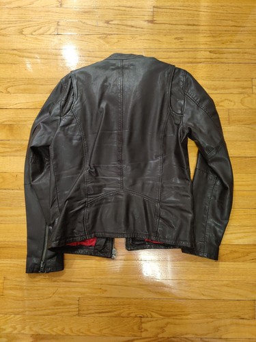 SUPERDRY mens Motorcycle LEATHER JACKET Az Small S Brown