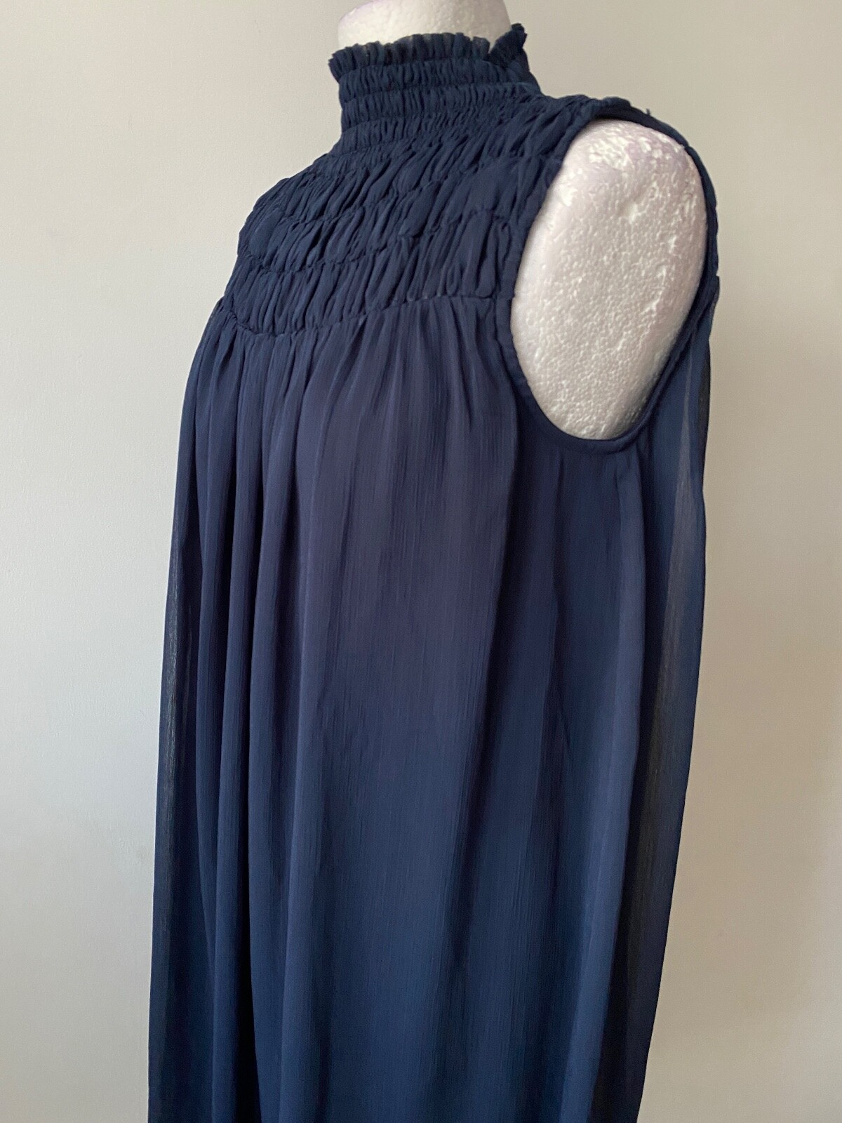 Coco Blanco High Neck Smock Dress S, M, L Chiffon Lined - Picture 10 of 12