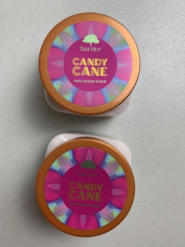 New Tree Hut CANDY CANE Shea Body Sugar Scrub 18oz Ultra Hydrating Lot Of 2
