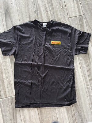 Mens Shirt Size XL Black Pirelli Short Sleeve Racing 100% Preshrunk Cotton