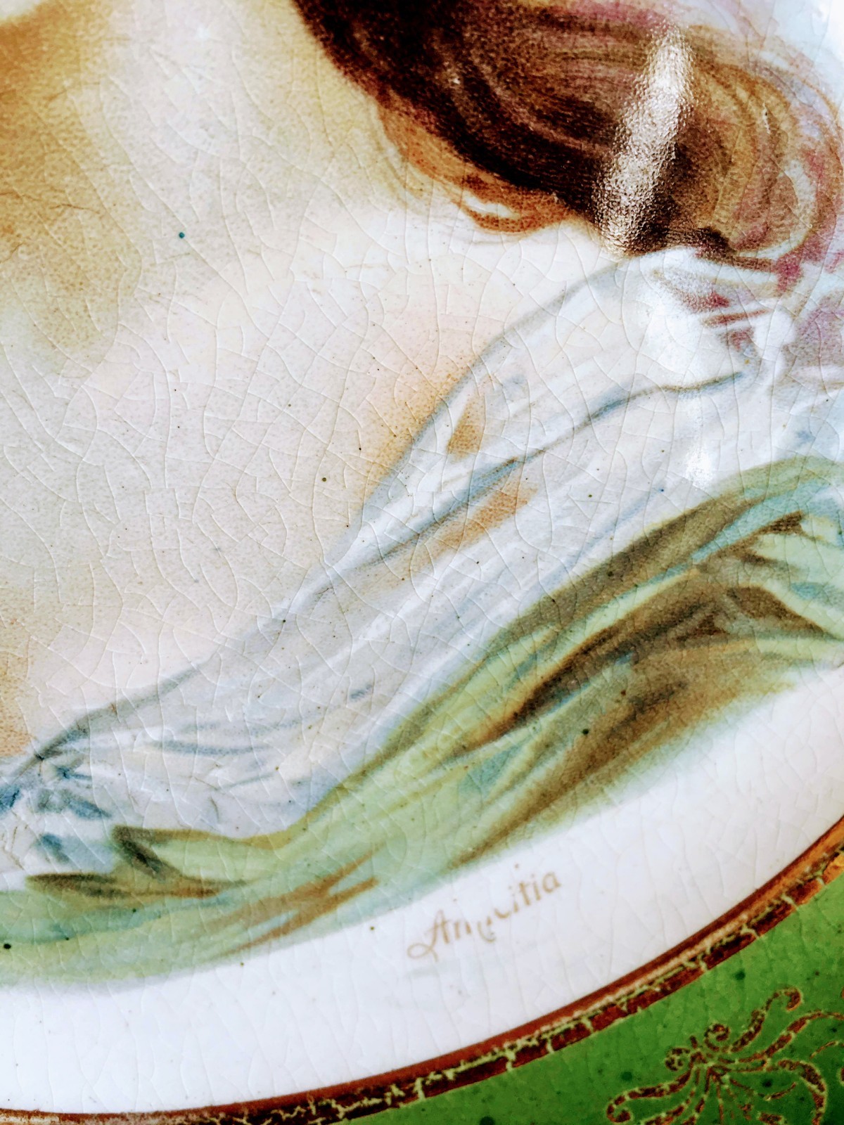 Vintage DRESDEN signed Portrait Plate Victorian Woman 9.25