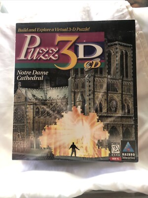 New Sealed VTG Hasbro Virtual Puzz 3D CD Notre Dame Cathedral 1997 WIN 95