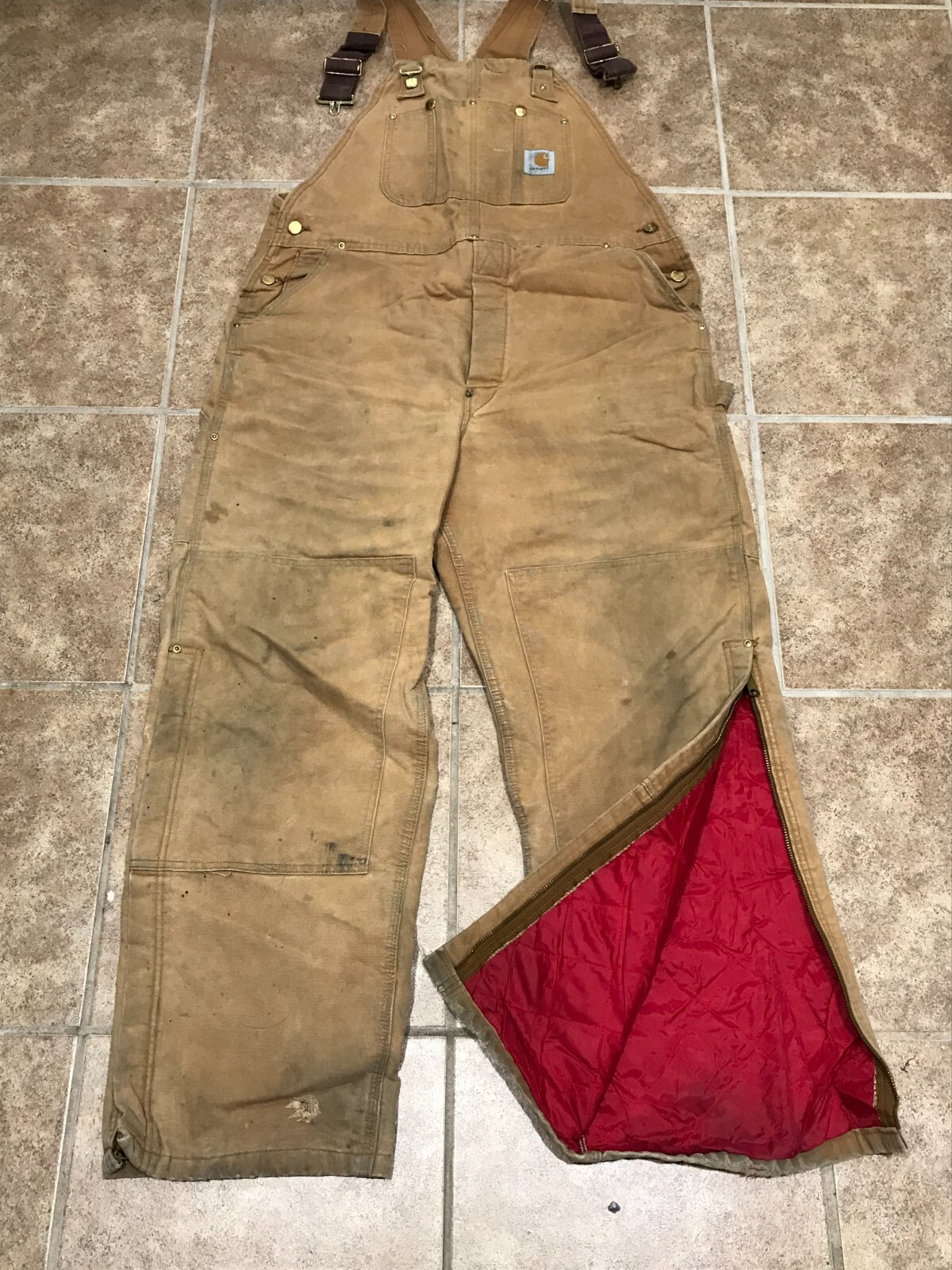 MENS 40 x 31 - Vtg Carhartt Duck Quilted Lined Double Knee