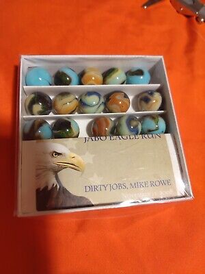 JABO Boxed Set Of 15 Eagle Run Mike Rowe Dirty Jobs Swirl Marbles Nov 11 ,2008
