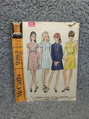 McCalls 1968 Vintage Sewing Pattern 9282 Dress Easy Size 10 Bust 32 1/2 1960's 
