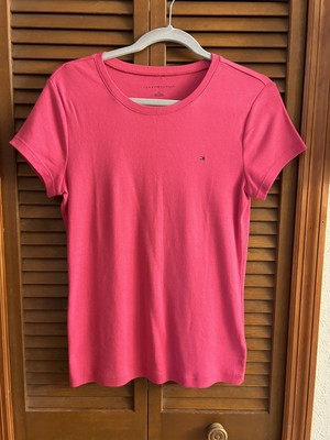 Tommy Hilfiger Women's Short Sleeve Tee Shirt Cotton Blend Pink Size L
