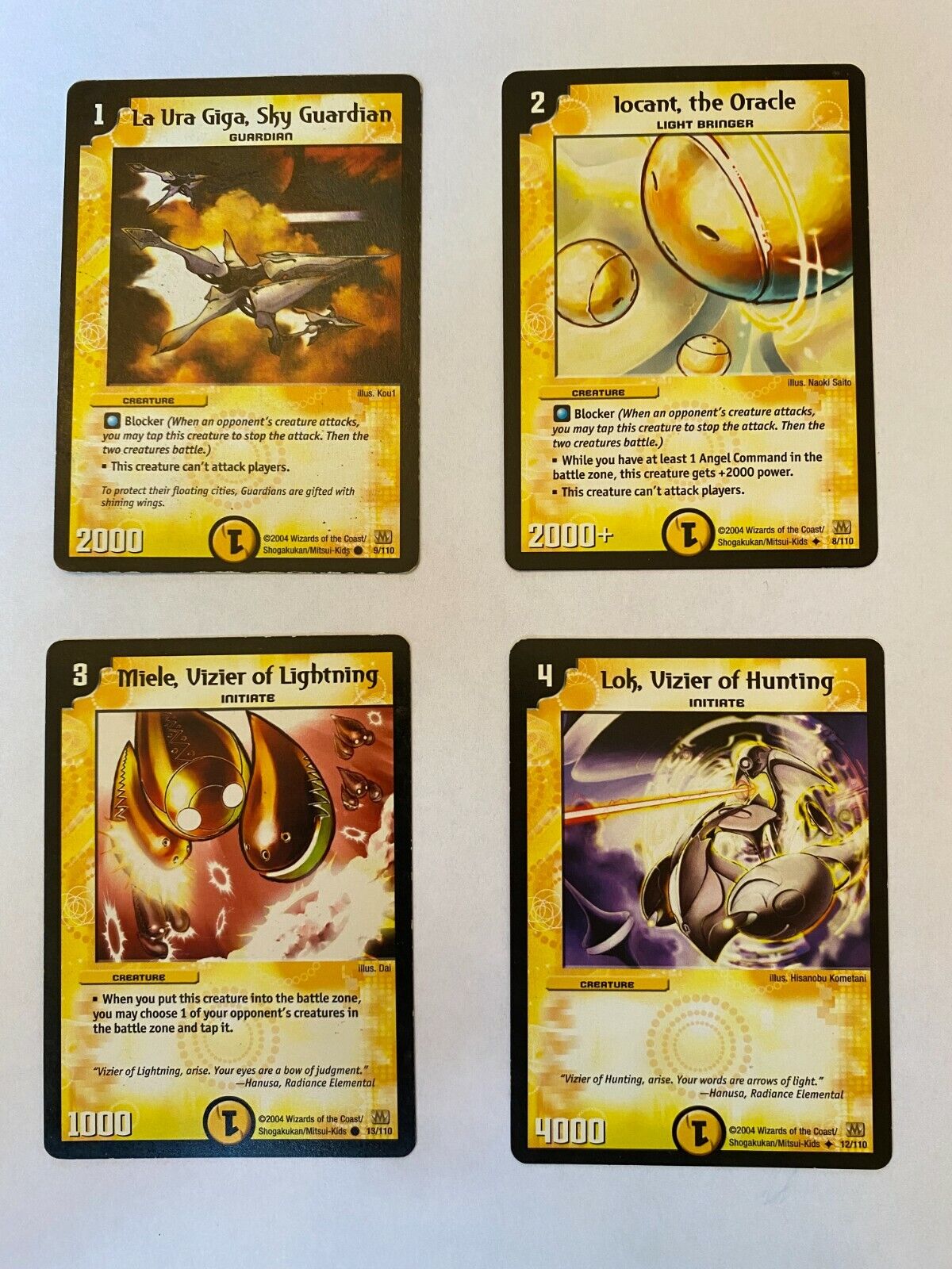 Set of 4 (Four) Duel Masters Cards - 9/110, 8/110, 13/110 Set of 4 (Four) Duel Masters Cards - 9/110, 8/110, 13/110