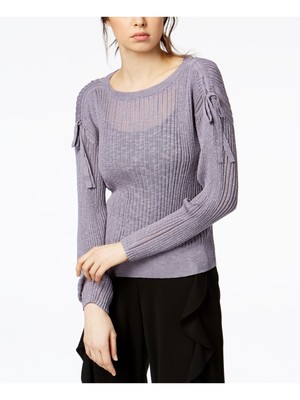 

Женский серый вязаный свитер в рубчик BAR III с длинным рукавом и круглым вырезом Размер