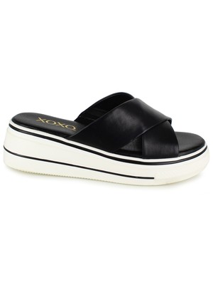 XOXO Женский каблук в черную полоску, деталь 1 дюйм, платформа Oleen Wedge Slide Sals 8,5 M