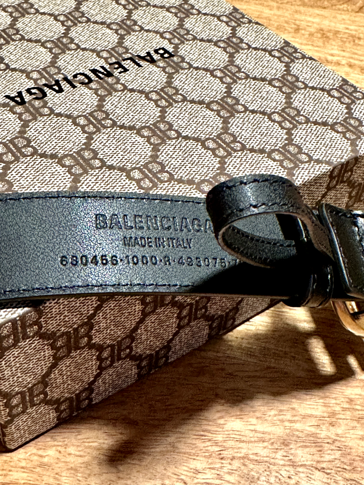 Pre-owned Gg Gold Brass B Belt Gucci X Balenciaga Bb  Leather 680456 80cm Unisex