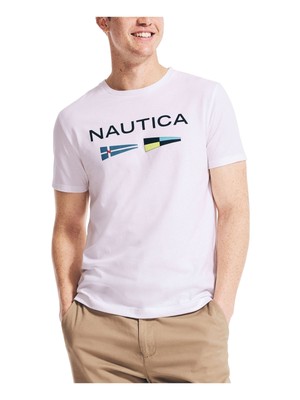 

Мужская футболка классического кроя белого цвета с логотипом NAUTICA, Белый, V17100