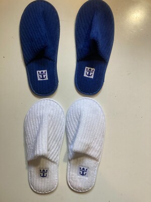 ROYAL CARIBBEAN CRUISE LINES new ADULT SLIPPERS blue white 2 PAIR new