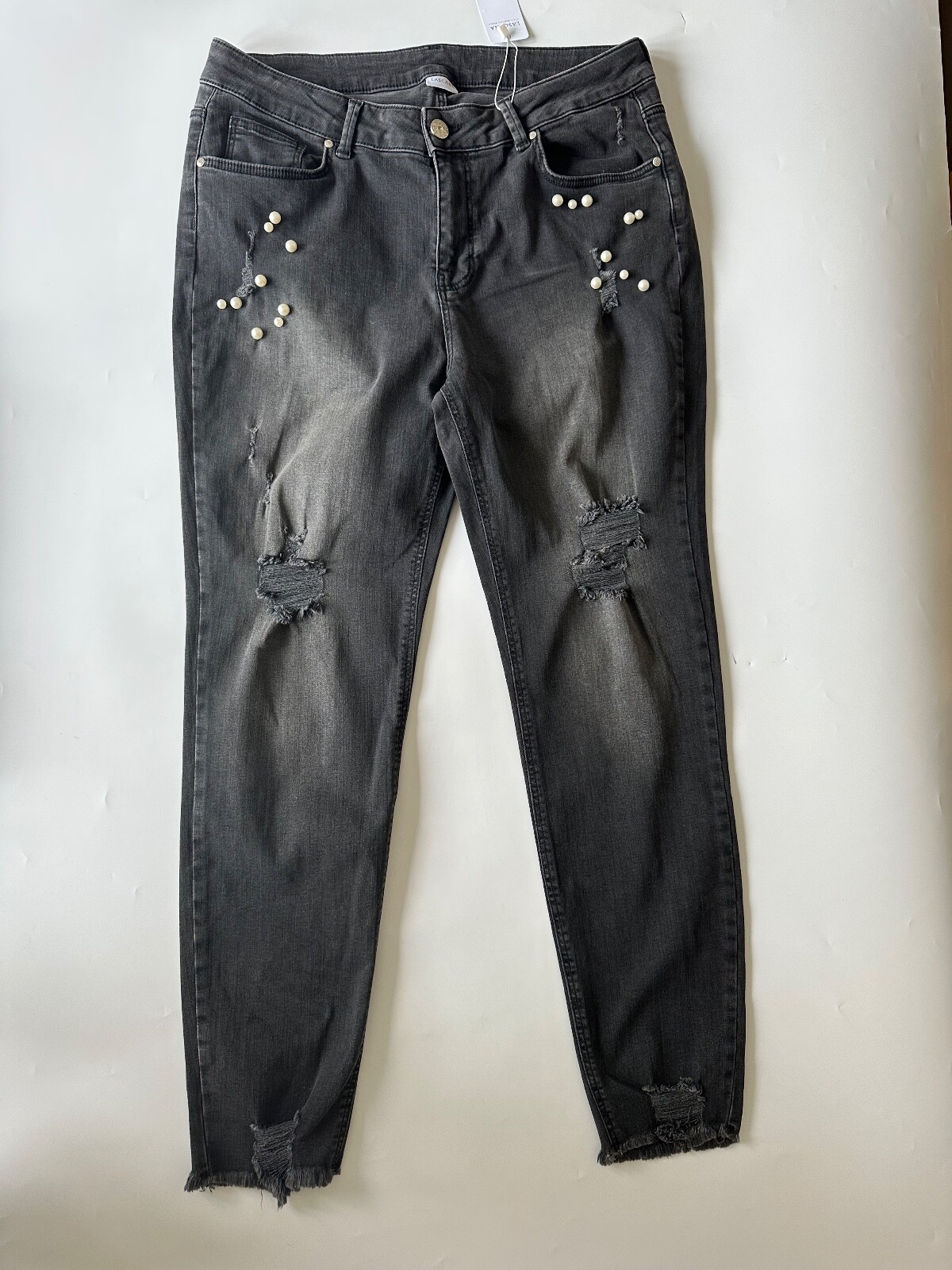 Женские джинсы Lascana Faded Black Distressed Jeans Size 18 Waist 36 ...