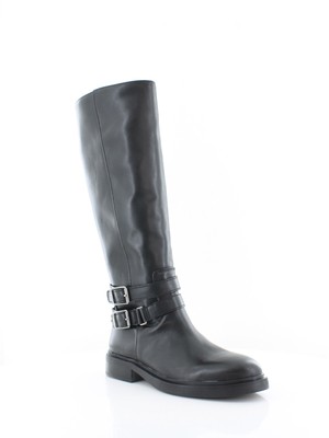 

SAM EDELMAN Женские черные кожаные сапоги Freda с круглым носком на блочном каблуке, Черный, H8490L3