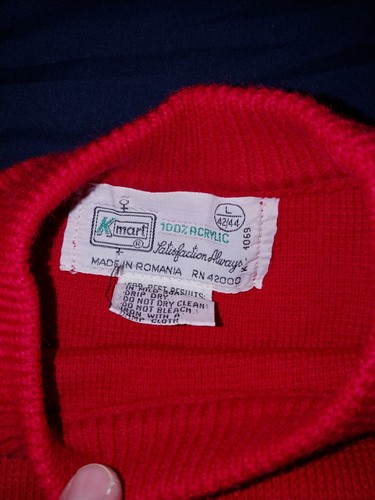 Vintage 1970s Kmart Large Acrylic Christmas Sweater made in Romania