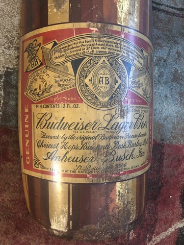 X Rare 1940 Budweiser Bottle Curved Metal 49