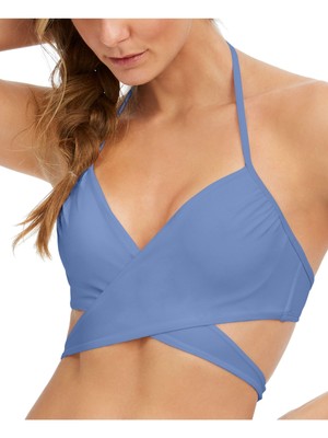

SUNDAZED Женский синий купальник с завязками на эластичной подкладке Simone Surplice Swimsuit Top