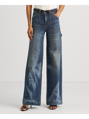 

LAUREN RALPH LAUREN Женские синие джинсовые широкие джинсы с высокой талией и петлями для ремня, Синий, 200868175001