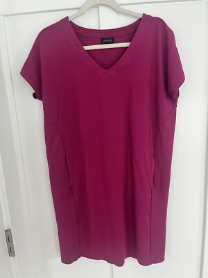 J.Jill Wearever Women Sz  M Double-Face Jersey Midi Dress V Neck Short Sleeve