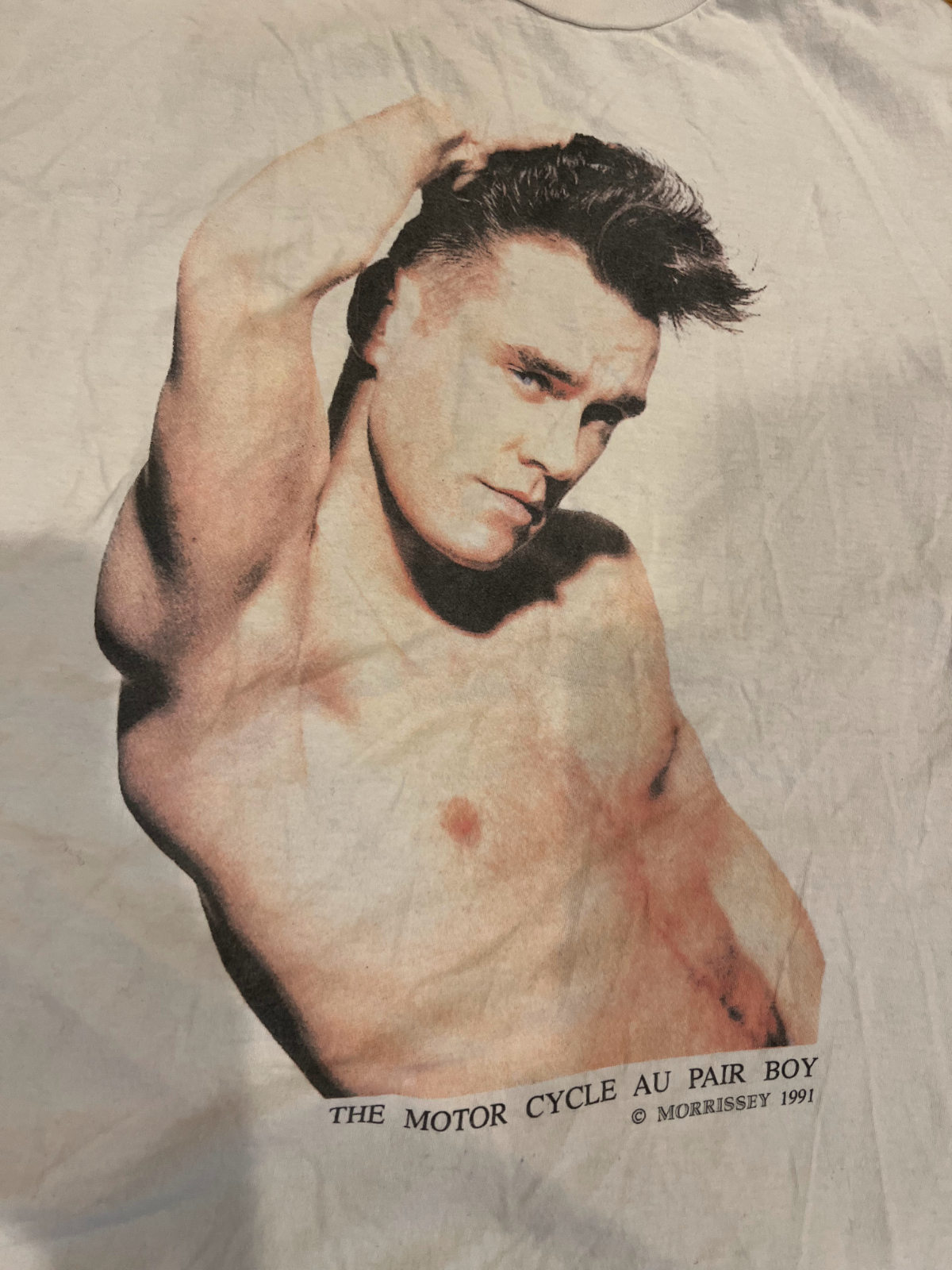 Vintage Morrissey 1991 Merch T-shirt The Motor Cycle Au Pair Vintage Morrissey 1991 Merch T-shirt The Motor Cycle Au Pair