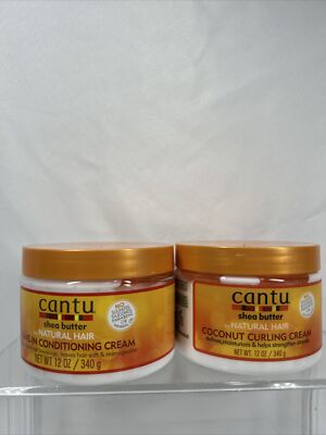 (2) Cantu Shea Butter Natural Hair Coconut Curling Creme Define Moisture ￼12 oz