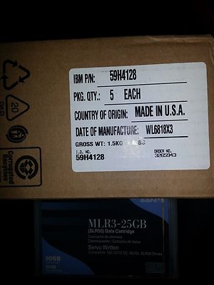 5 IBM MLR3-25GB  SLR50 25/50GB 59H4128 dat tape cartridges NEW fact. sealed FAST
