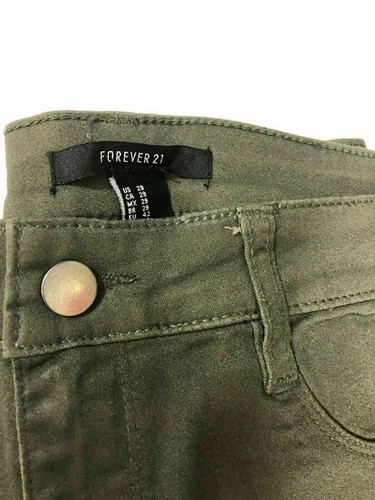 Forever 21 Women's Coated Skinny Army Green High Waist Pants Jeans  NWOT