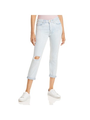 

7 FOR ALL MANKIND Женские синие эластичные узкие джинсы-бойфренды на молнии с потертостями, Синий, 7U303120