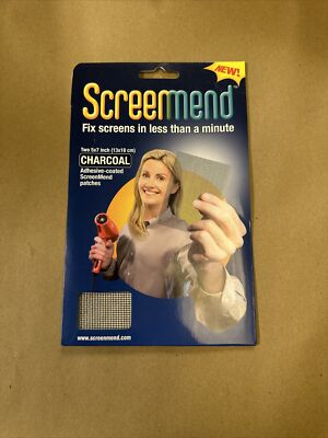 ScreenMend Window Screen Repair Kit 5''x7'' Mesh Patch Charcoal (2 Patch Pack)