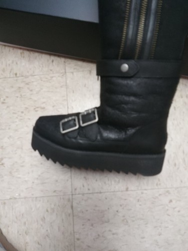 Pre-owned Ugg Womens Boots Moto Punk Otk Over The Knee 8 In Black