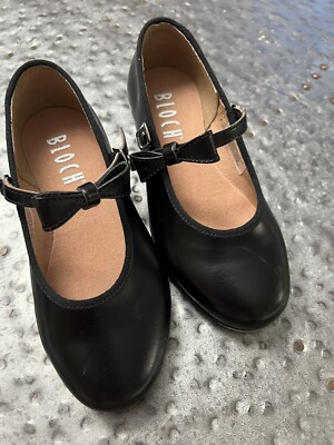 bloch girls black leather tap dance shoes Mary Jane size 11.5 New!