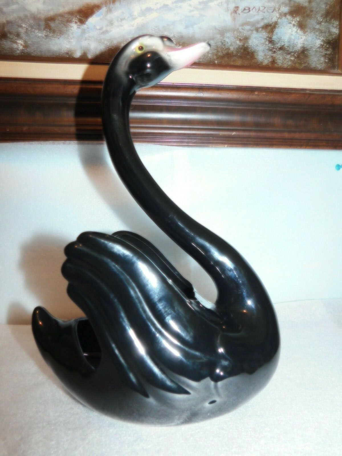 Luster Porcelain Black Swan., Made in United States