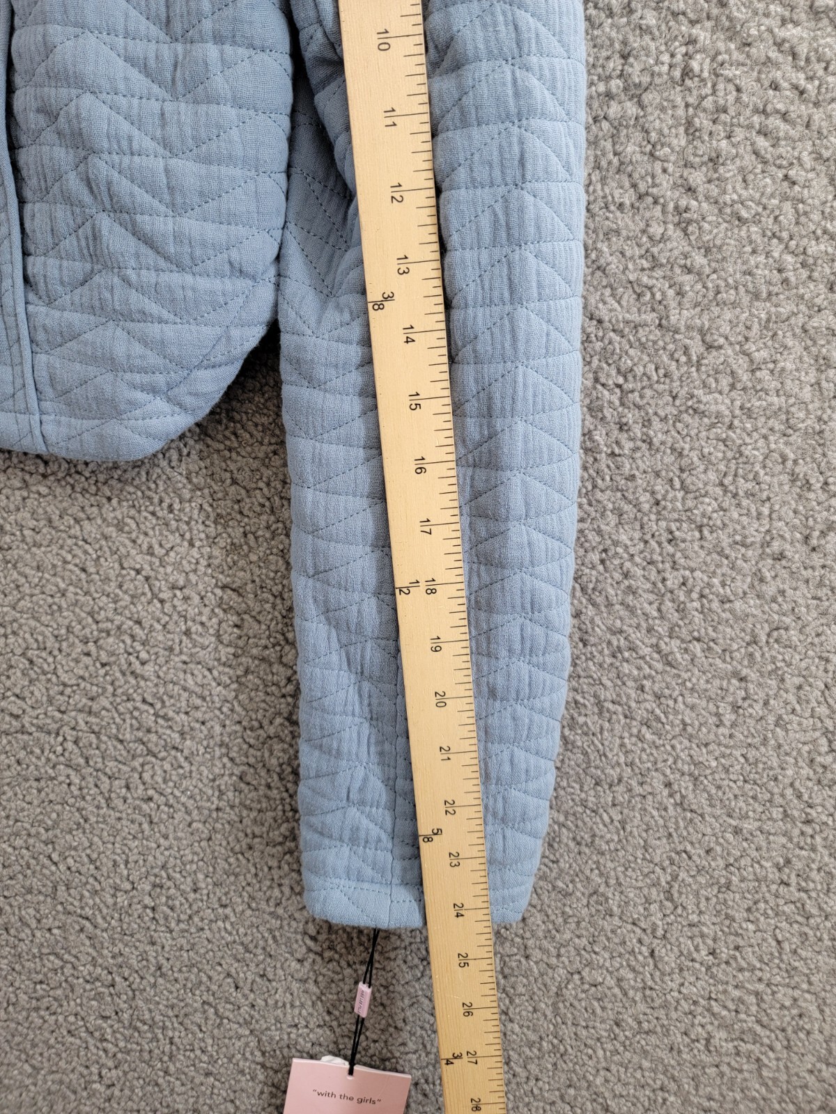 Avec Les Filles Quilted Puff-Shoulder Zip-Front Jacket Women's XS Dusty Blue - Picture 5 of 17