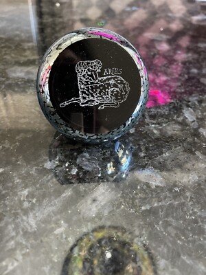 Glass Eye Studio GES Aries Paperweight Astrology 3  Zodiac Sign