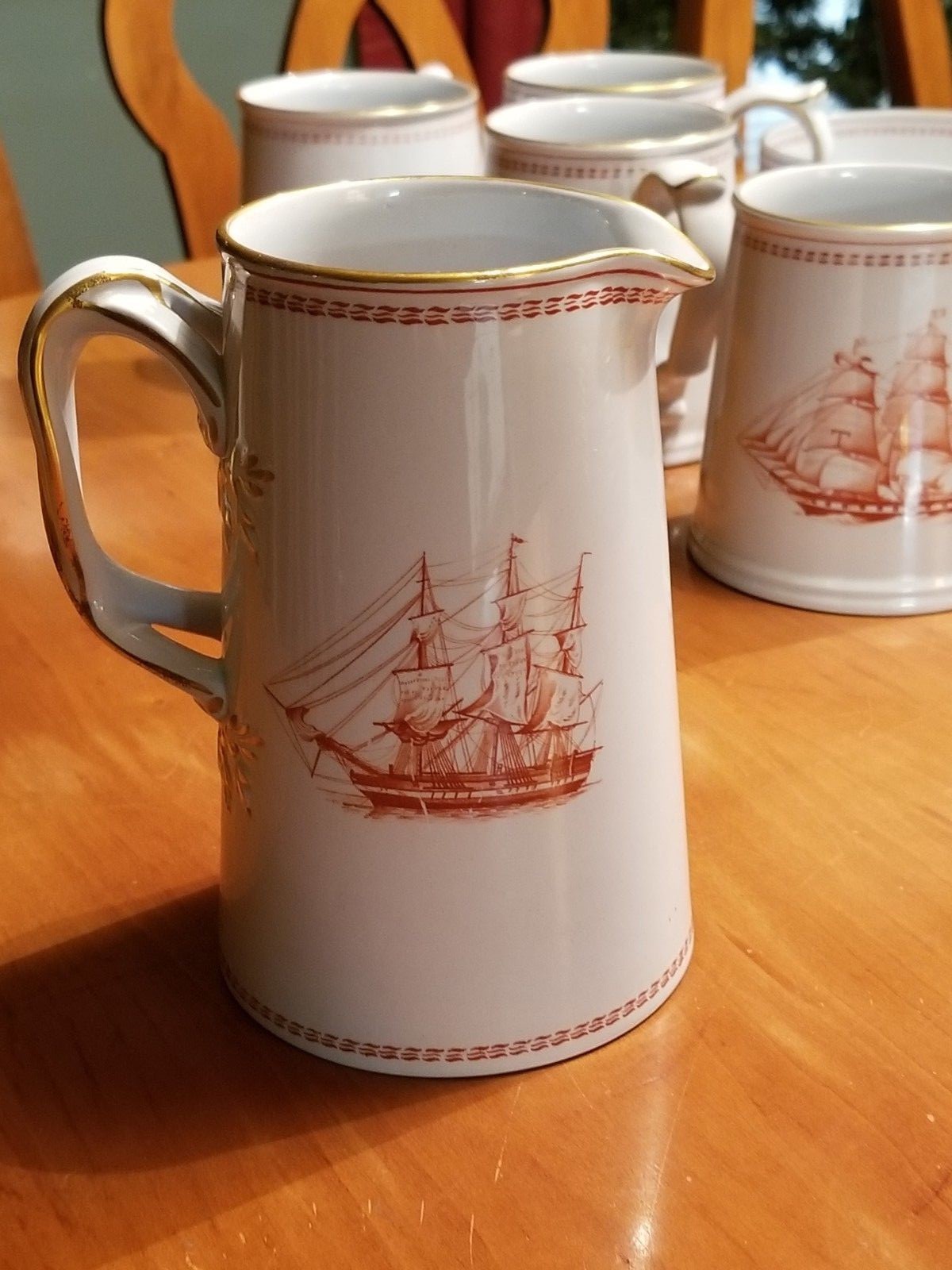 Spode Trade Winds RED 16 OZ JUG ship sailing fine china