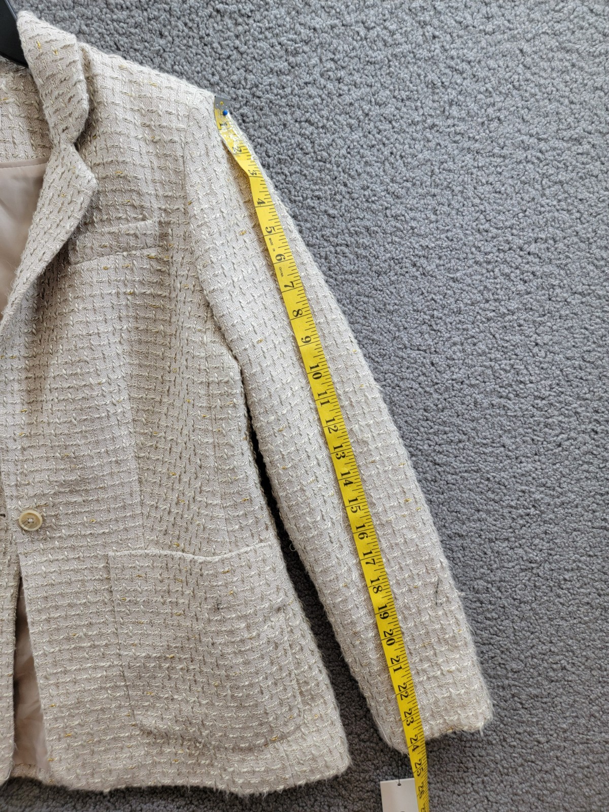 Calvin Klein Petite Patch-Pocket Tonal Tweed Blazer Women's 12P Nomad Multi L/S - Picture 9 of 16