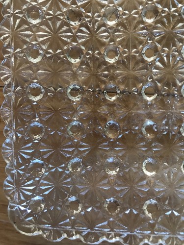 Set Of 6 FENTON DAISY AND BUTTON CLEAR SQUARE PLATES 7