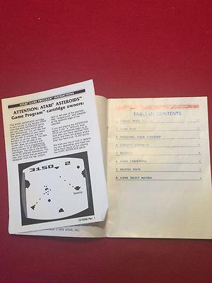 Asteroids Atari Game Program Instructions Manual NICE Booklet