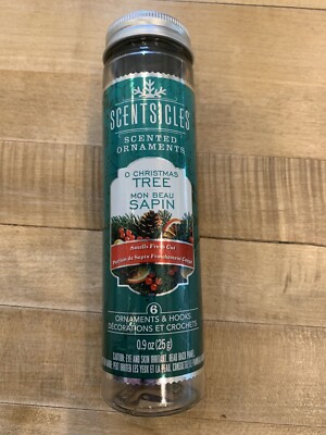 NEW UNOPENED SCENTSICLES SCENTED ORNAMENTS & HOOKS ''O CHRISTMAS TREE'' SCENTED