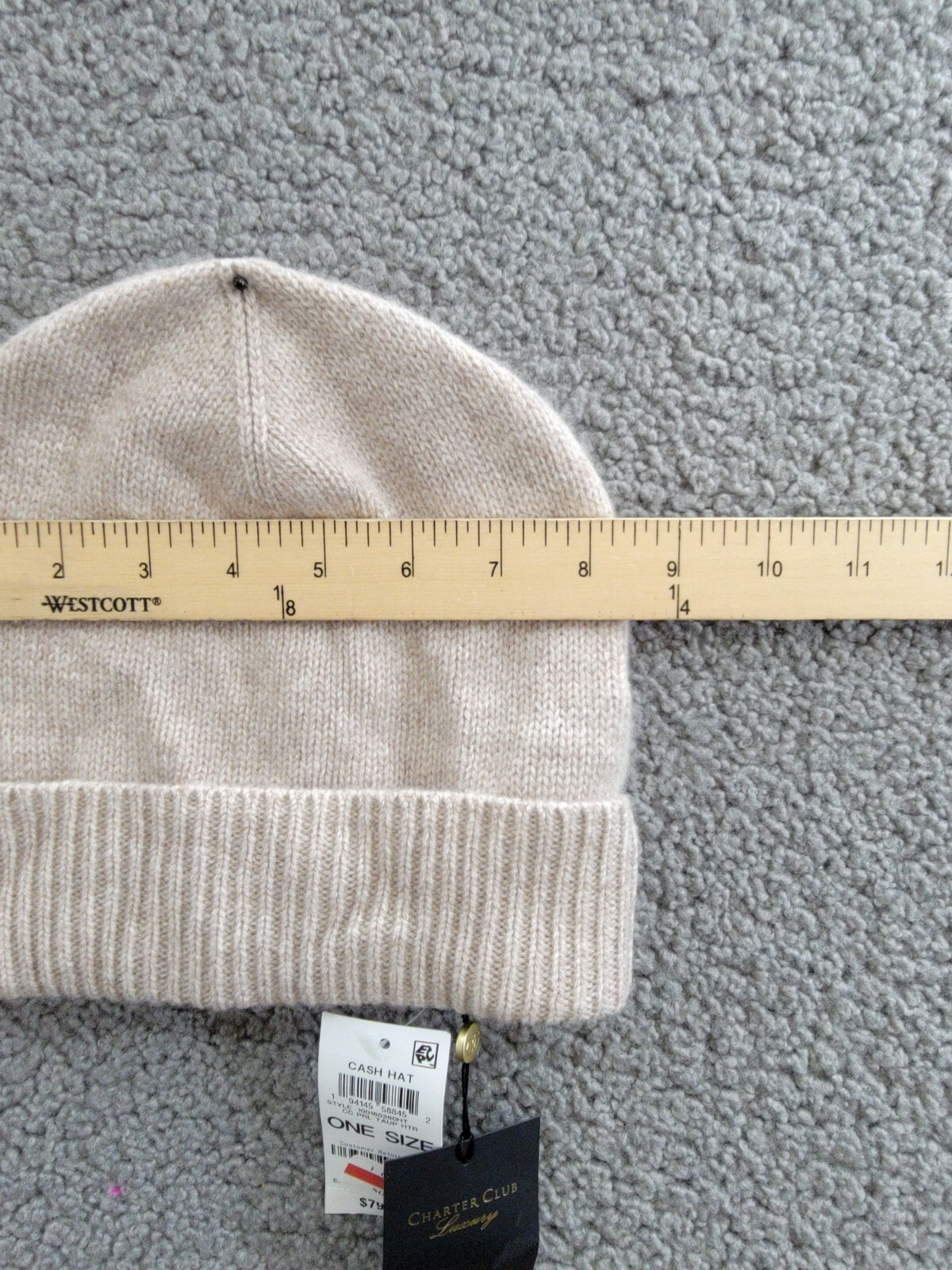 Charter Club 100% Cashmere Cuffed Beanie Women's One Size Taupe Heather - Picture 5 of 14