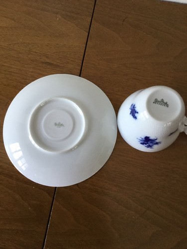 Antique Flow Blue Rosenthal Porcelain Cup and Saucer