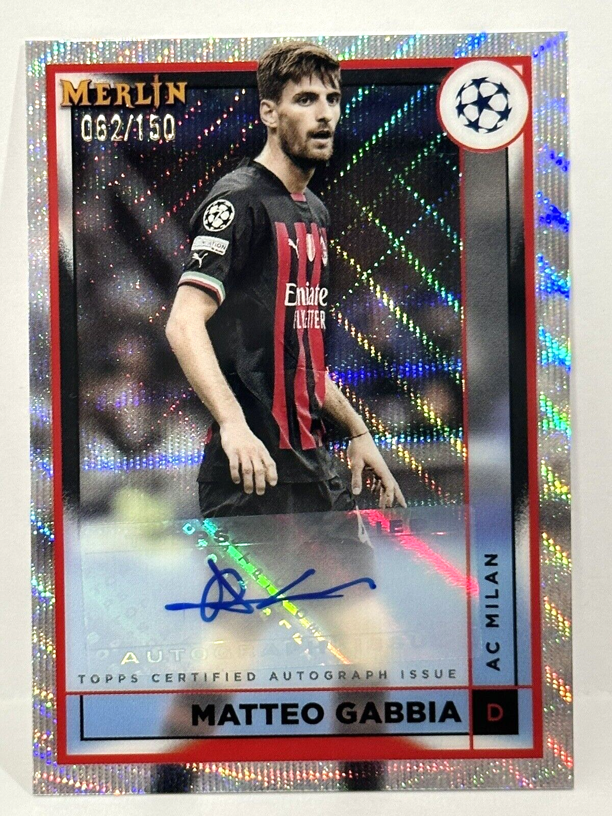 22-23 Topps Merlin THIAGO 直筆サイン Auto RC 2022-23 Topps Merlin UCL AC Milan Matteo Gabbia Autograph