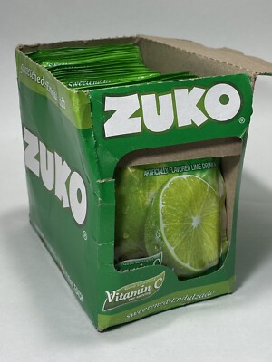 24 Packs Zuko Lime-Limon Flavored drink mix 0.9 oz./each Sweetened makes 1 Liter