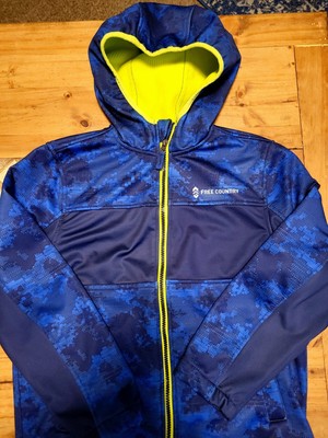 Boys Free Country Medium Coat Hoodie Jacket Electric Blue Digital Youth 10-12