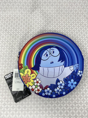 Loungefly Disney Pixar Inside Out Circular Crossbody Bag Rainbow Sadness Flowers