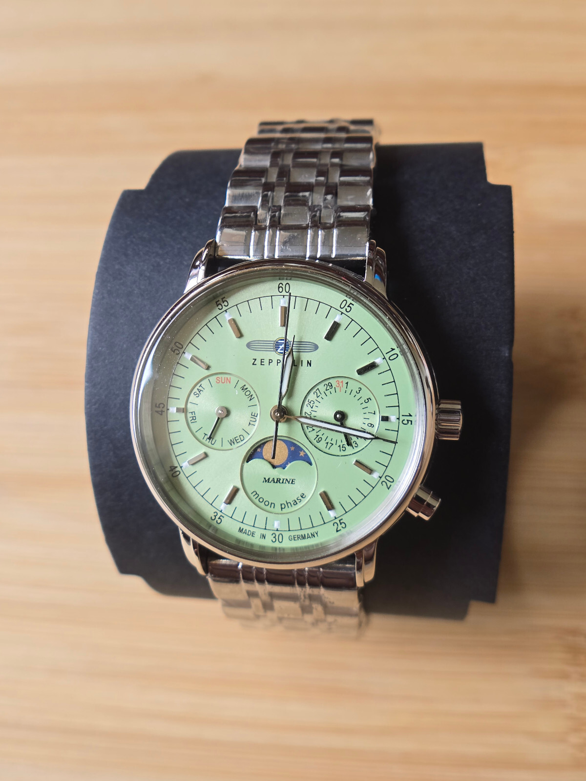 Zeppelin Moonphase Women's Watch Green Dial Date Day 8637M-4