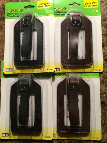 Lot Of 4. HY-KO KC150 2 1/4” X 3 1/2”  Luggage ID Tags 2 Black & 2 Brown