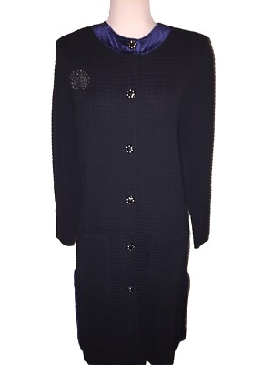 Italian Coat Royal Navy Chanielle Wool &Velvet Size S (fits 8-10)Diamond Buttons